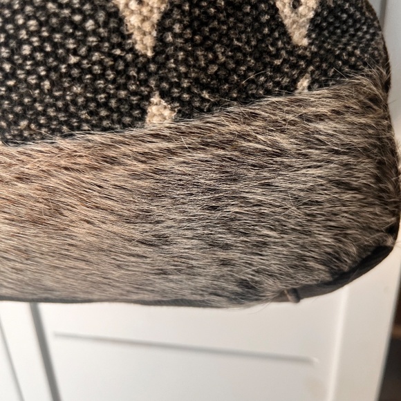 Myra Bag Azure Upcycled Canvas & Cowhide Leather Shoulder Bag NWOT - Picture 5 of 14